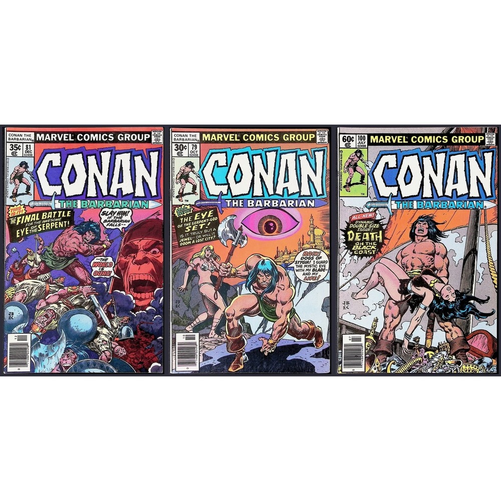 Conan the Barbarian 3X Comic Lot #79 81 100 Death of Belit Newsstand Marvel
